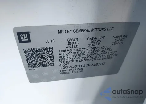 2018 Chevrolet Malibu Lt from USA, damaged, VIN 1G1ZD5ST1JF246787